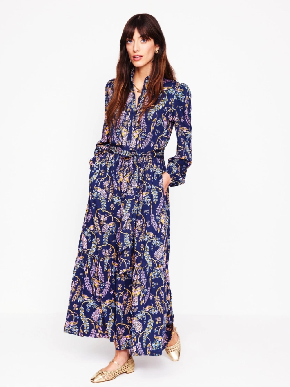 NWOT Boden Willow Tiered Jersey Dress Floral Maxi Modal Boho Cottagecore Peasant